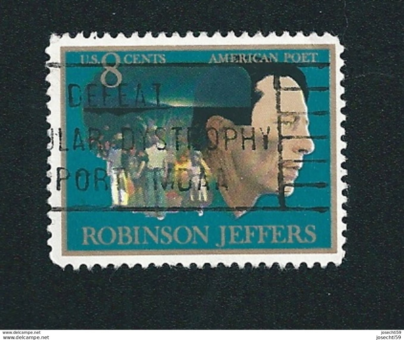 N° 1002 John Robinson Jeffers (1887-1962), American Poet   Timbre Etats-Unis (1973)   Oblitéré - Usati