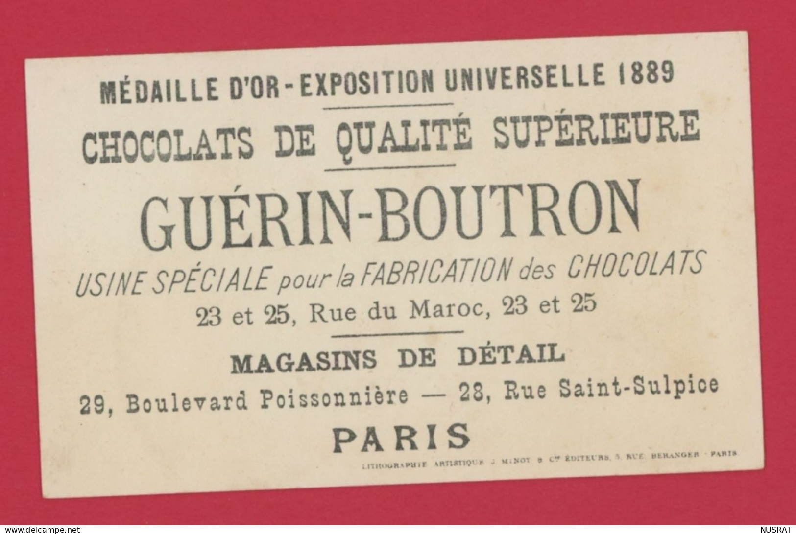 Chocolat Guérin Boutron, Jolie Chromo Lith. J.Minot, Peinture, En Visite Chez L'artiste - Guérin-Boutron