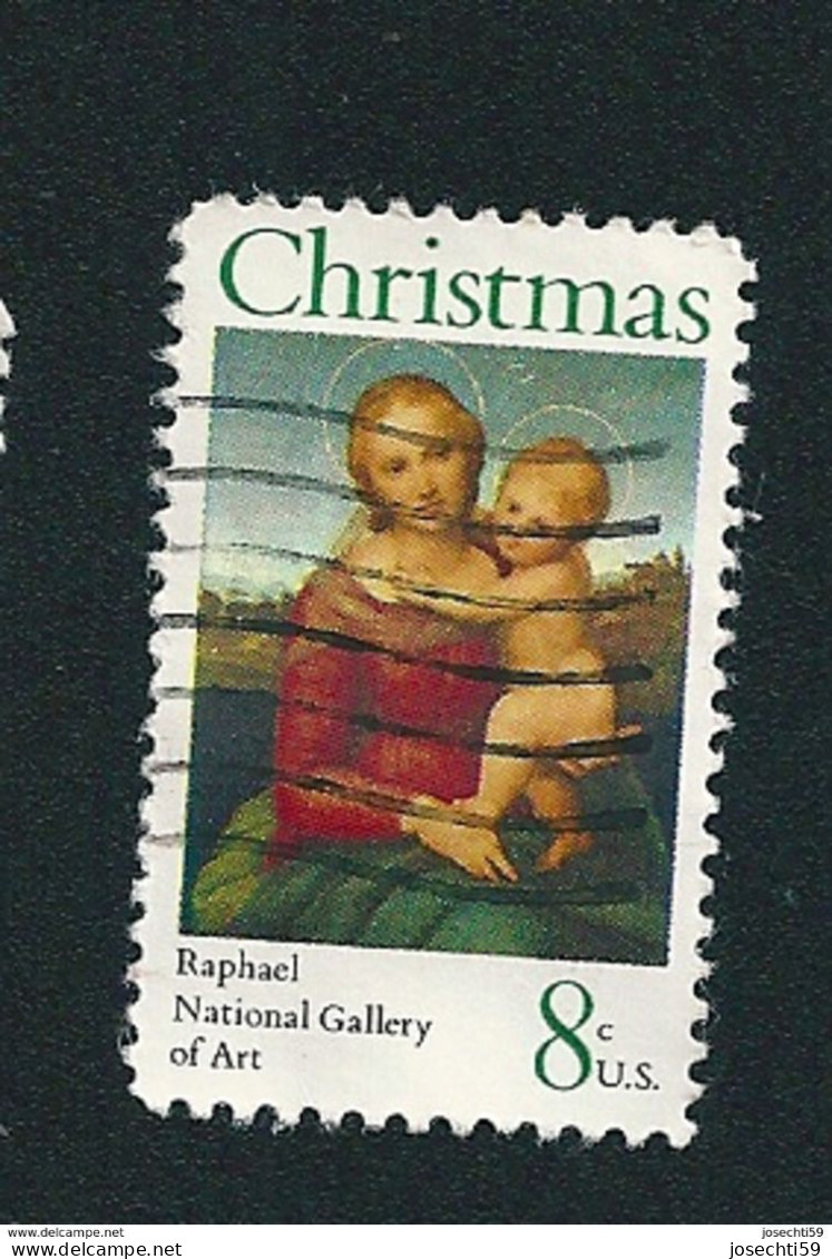 N°  1007 Christmas Rapahel National Gallery Of Art Noël, La Petite Madone Cowper Timbre  Etats Unis (1973) Oblitéré  USA - Gebraucht