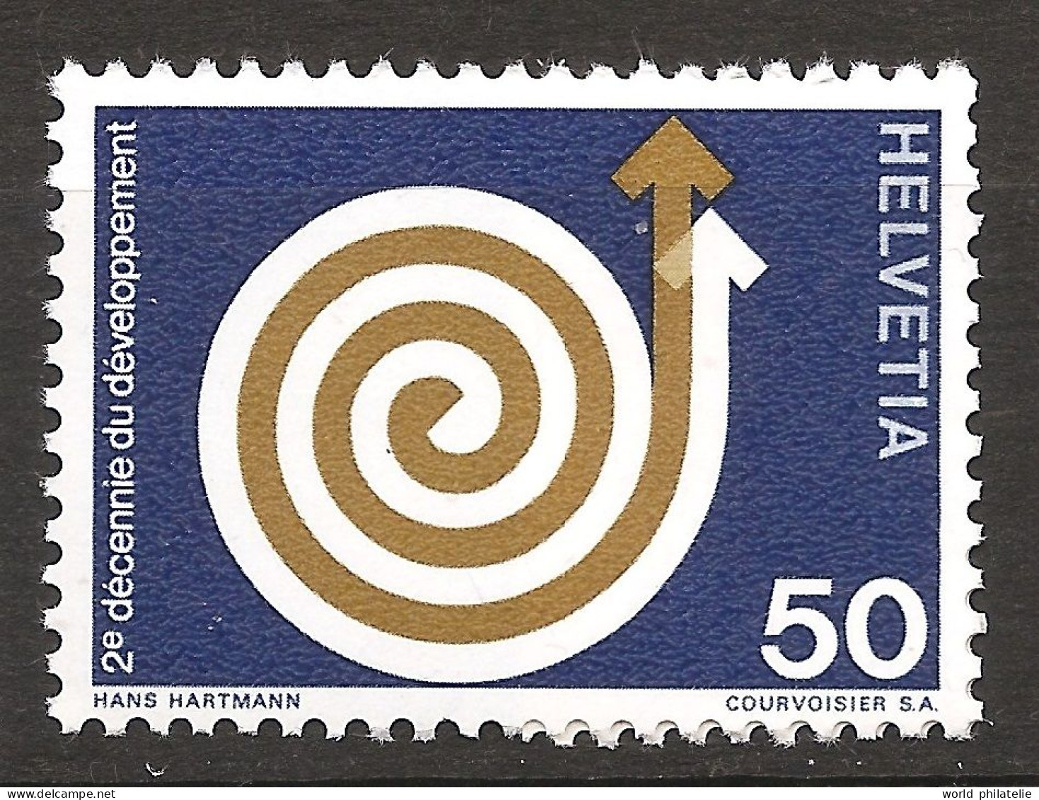 Suisse Helvetia 1971 N° 876 ** Décennie Du Développement, Flèches, Escargot, Doré - Neufs