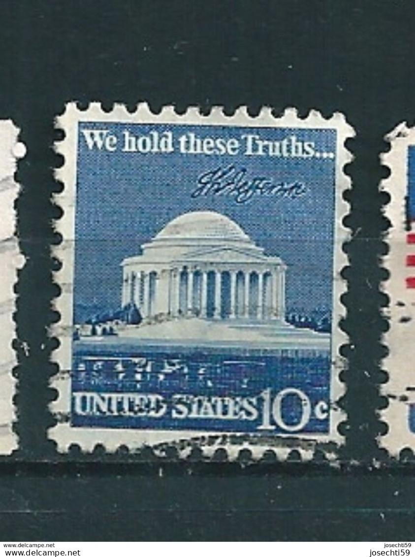 N° 1008 A Mémorial De Jefferson USA - "We Hold These Truth...", Jefferson 10c.,  Timbre Etats-Unis (1973) Oblitéré USA - Usados