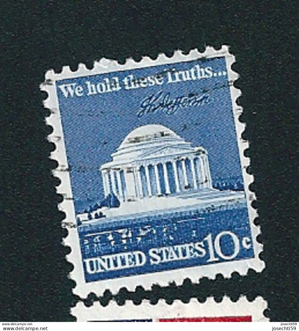 N° 1008 A Mémorial De Jefferson USA - "We Hold These Truth...", Jefferson 10c.,  Timbre Etats-Unis (1973) Oblitéré USA - Usados