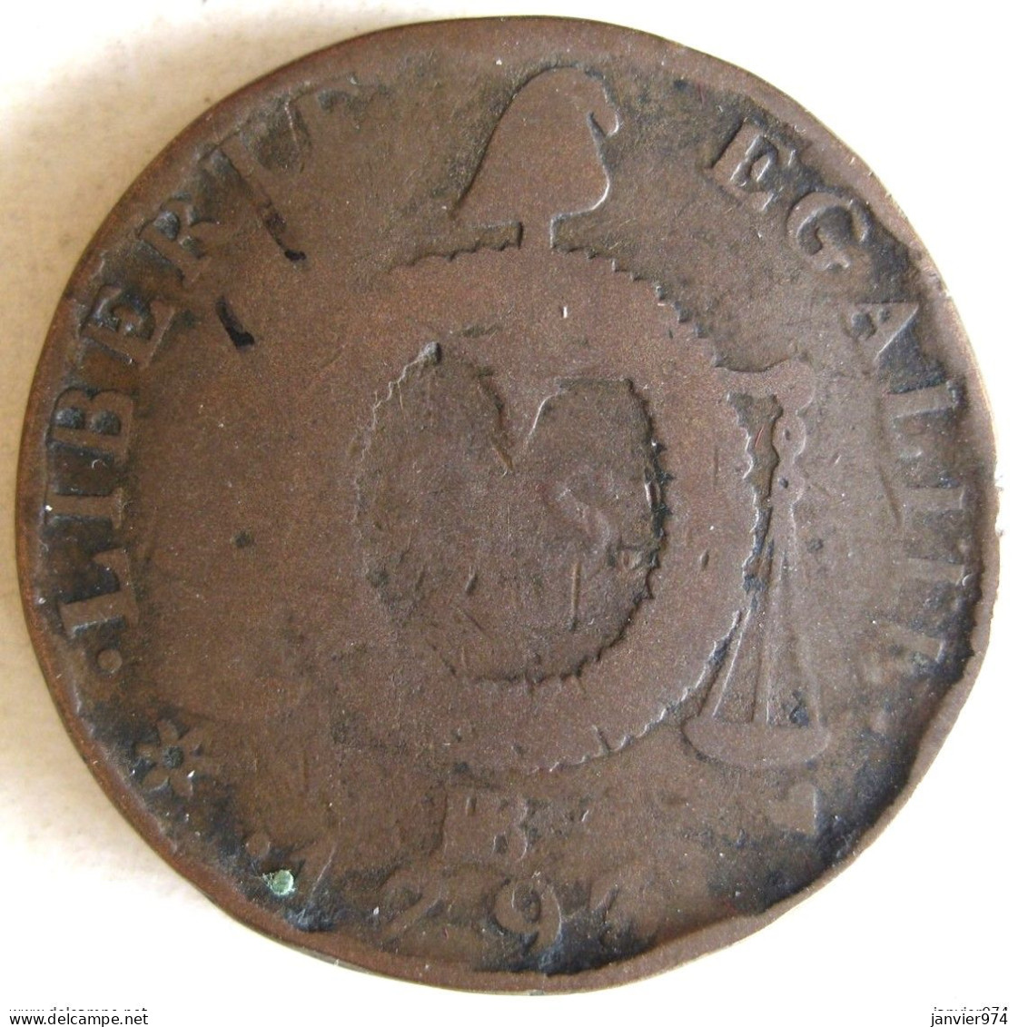 Convention, 2 Sols Aux Balances 1793 BB Strasbourg An II, Gad# 31 ; 20,1 G – 33 Mm - 1792-1975 Convention (An II – An IV)