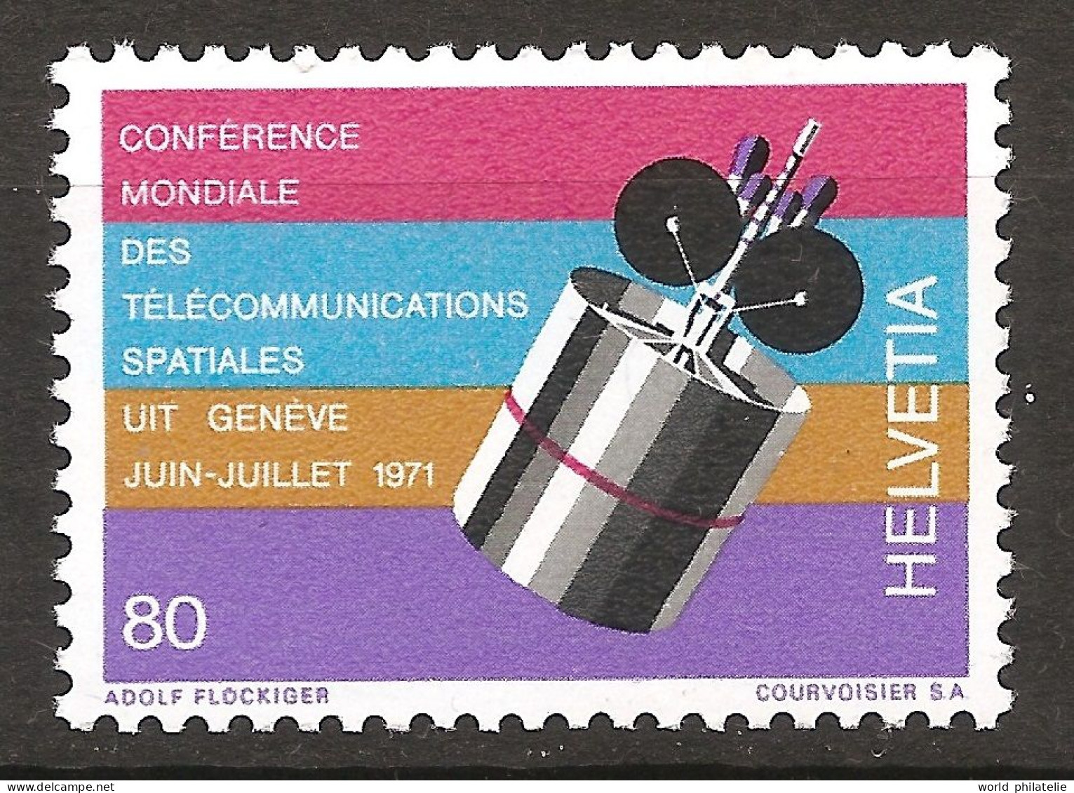 Suisse Helvetia 1971 N° 877 ** Satellite, Télécommunications Spatiales, Intelsat IV, UIT, Genève, Hughes Aircraft Syncom - Neufs