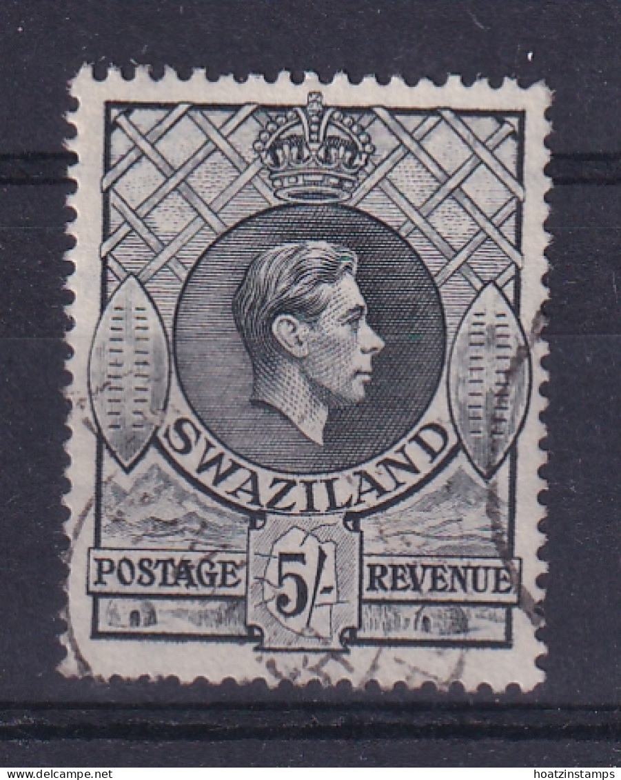 Swaziland: 1938/54   KGVI     SG37a   5/-   Slate   [Perf: 13½ X 14]     Used     - Swaziland (...-1967)
