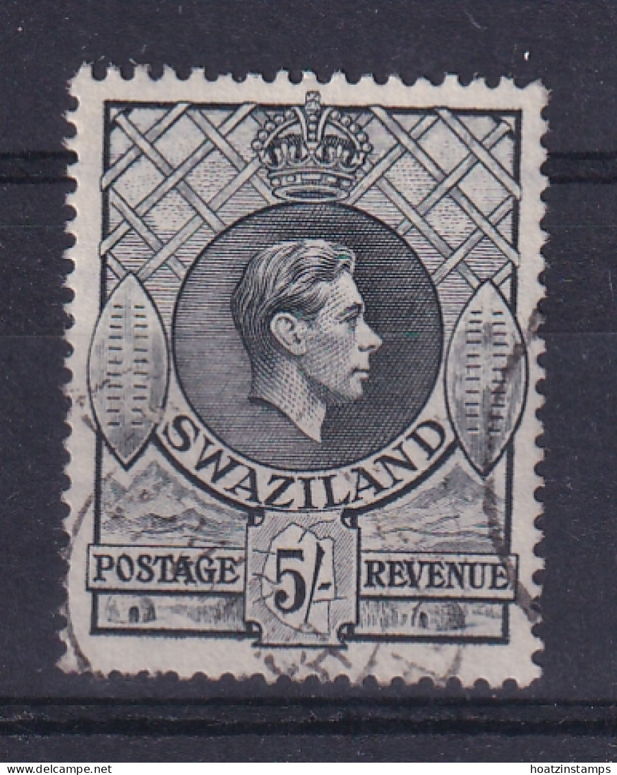 Swaziland: 1938/54   KGVI     SG37a   5/-   Slate   [Perf: 13½ X 14]     Used     - Swasiland (...-1967)