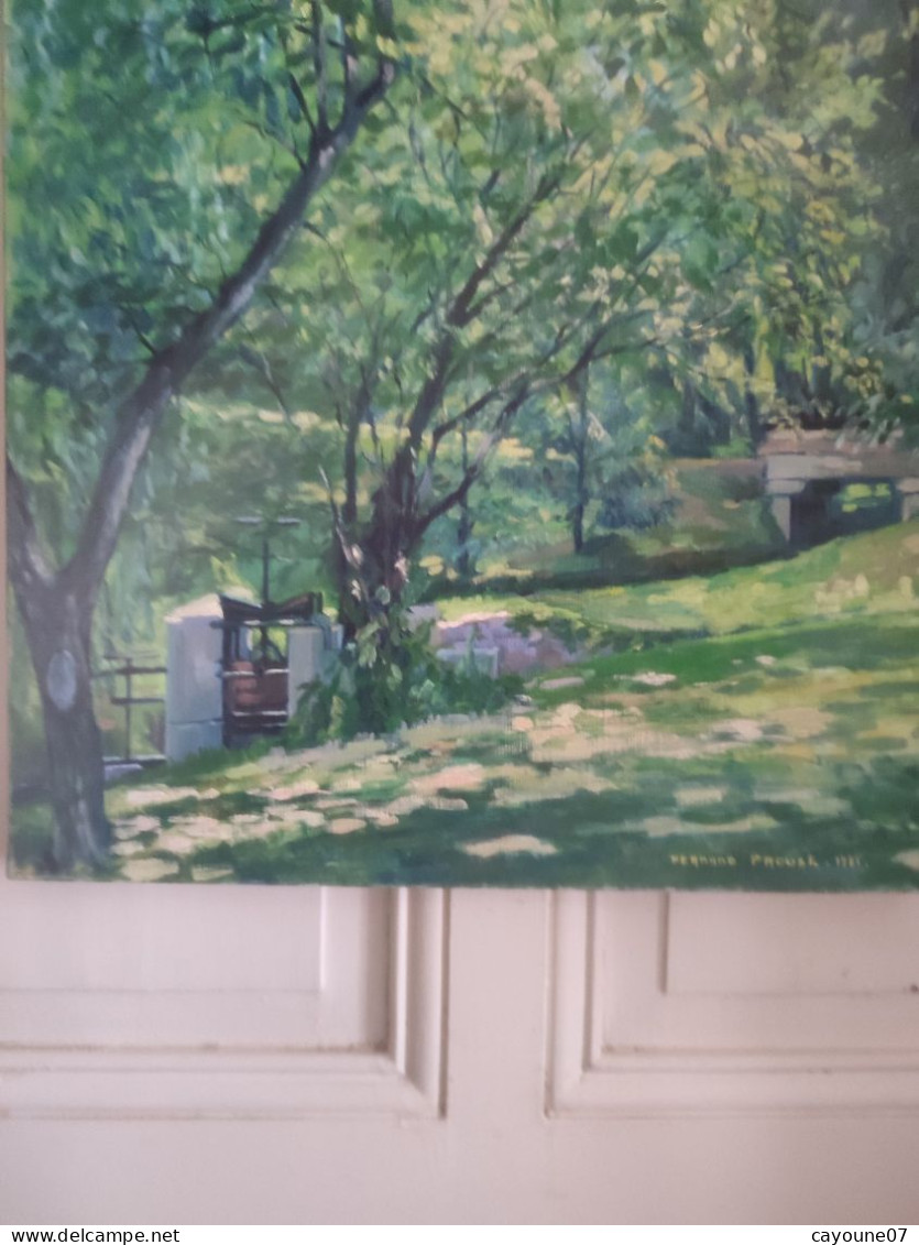 Fernand PROUST (XXème) Huile Sur Toile "Parc Jouvet  à  Valence " Juillet 1981 - Oils