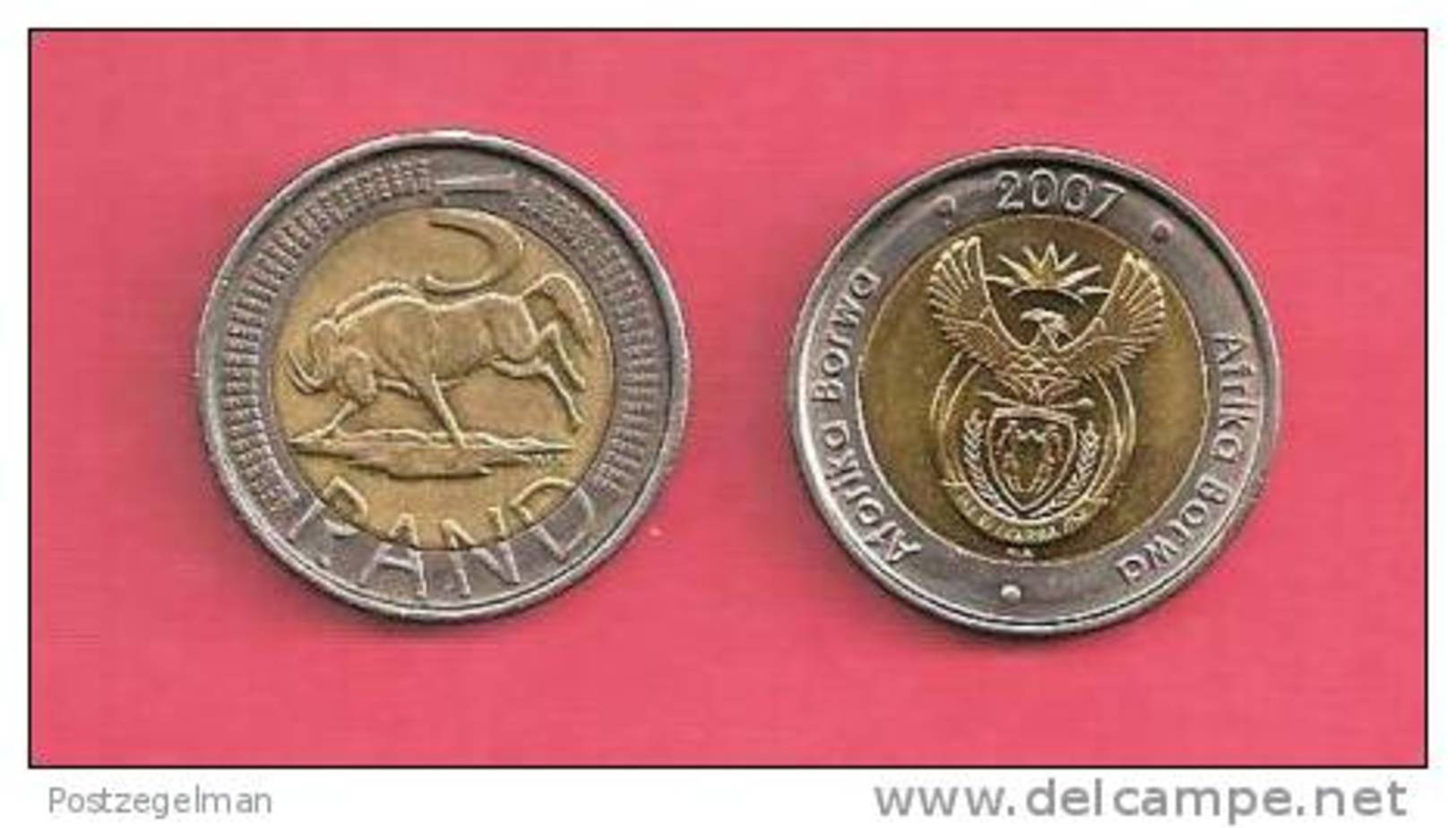 SOUTH AFRICA  2007 Nicely Used 5 Rand Coin Nr. 166C,   C1328 - Südafrika