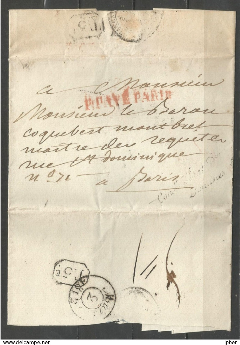 France - LSC De Mars 1812 - Cachets "Conseil D'Etat Directeur Des Domaines" + 'T.5e." Hôtel Des Postes De Paris - 1801-1848: Précurseurs XIX