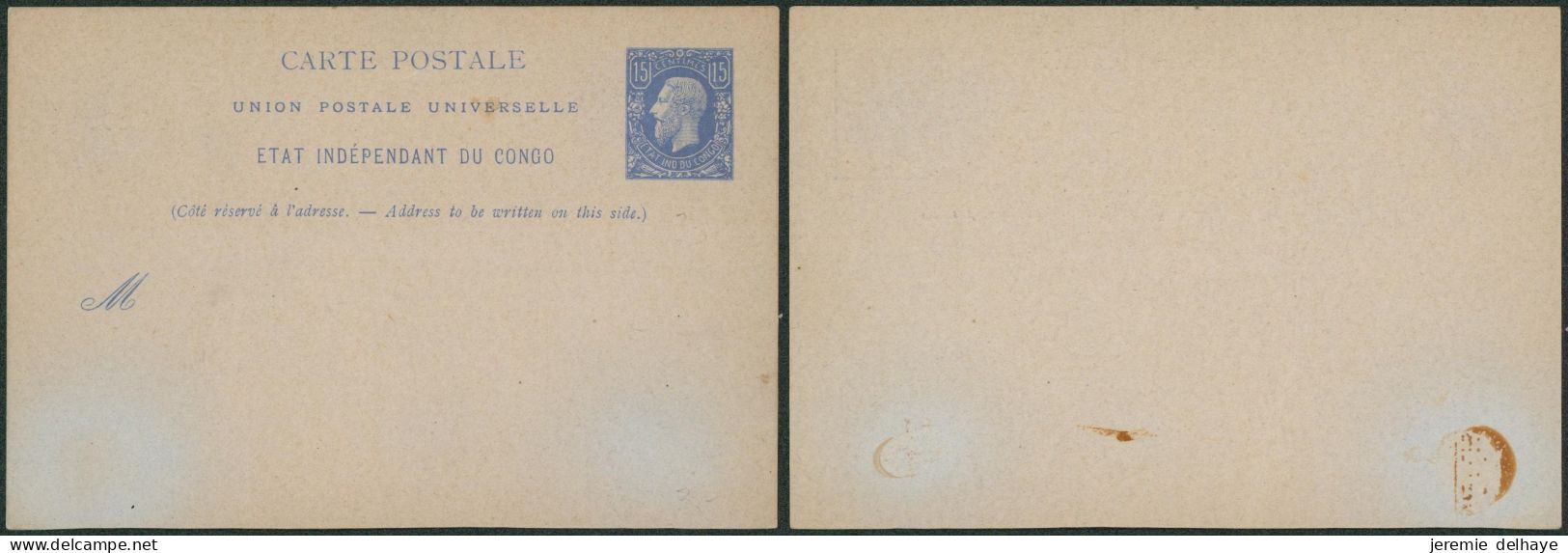 Congo Belge - EP Au Type N°2 (SBEP) 15ctm Bleu Léopold II / Neuf, Not Used. - Ganzsachen