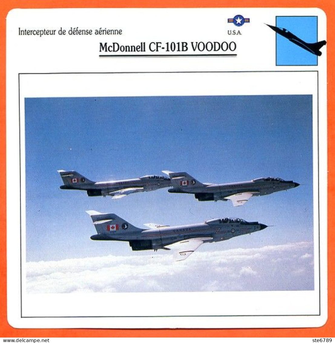 Fiche Aviation McDonnell CF 101B VOODOO / Avion Intercepteur De Defense Aériene USA Avions - Avions