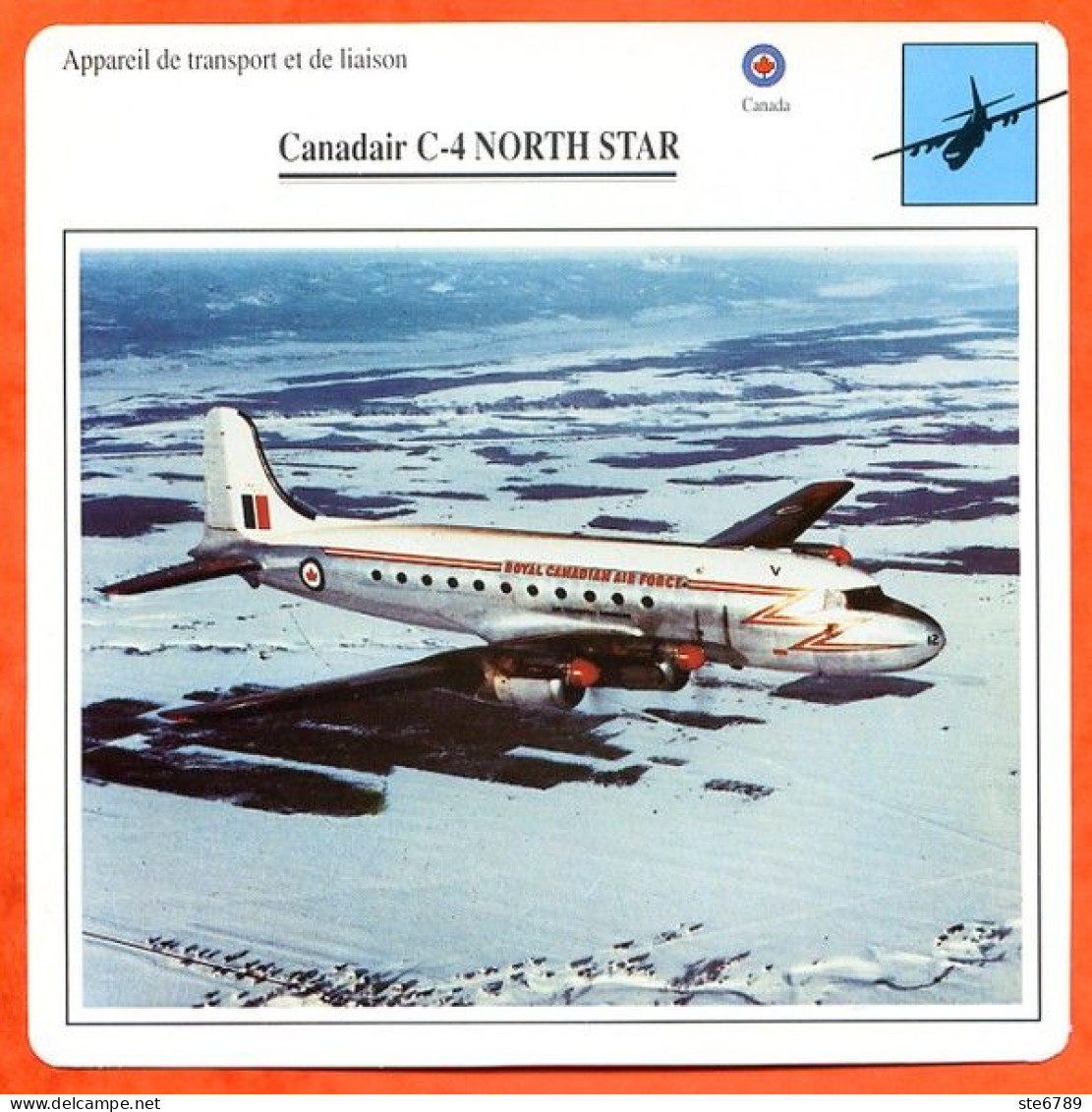 Fiche Aviation Canadair  C 4 NORTH STAR / Avion Transport Et Liaison Canada  Avions - Avions