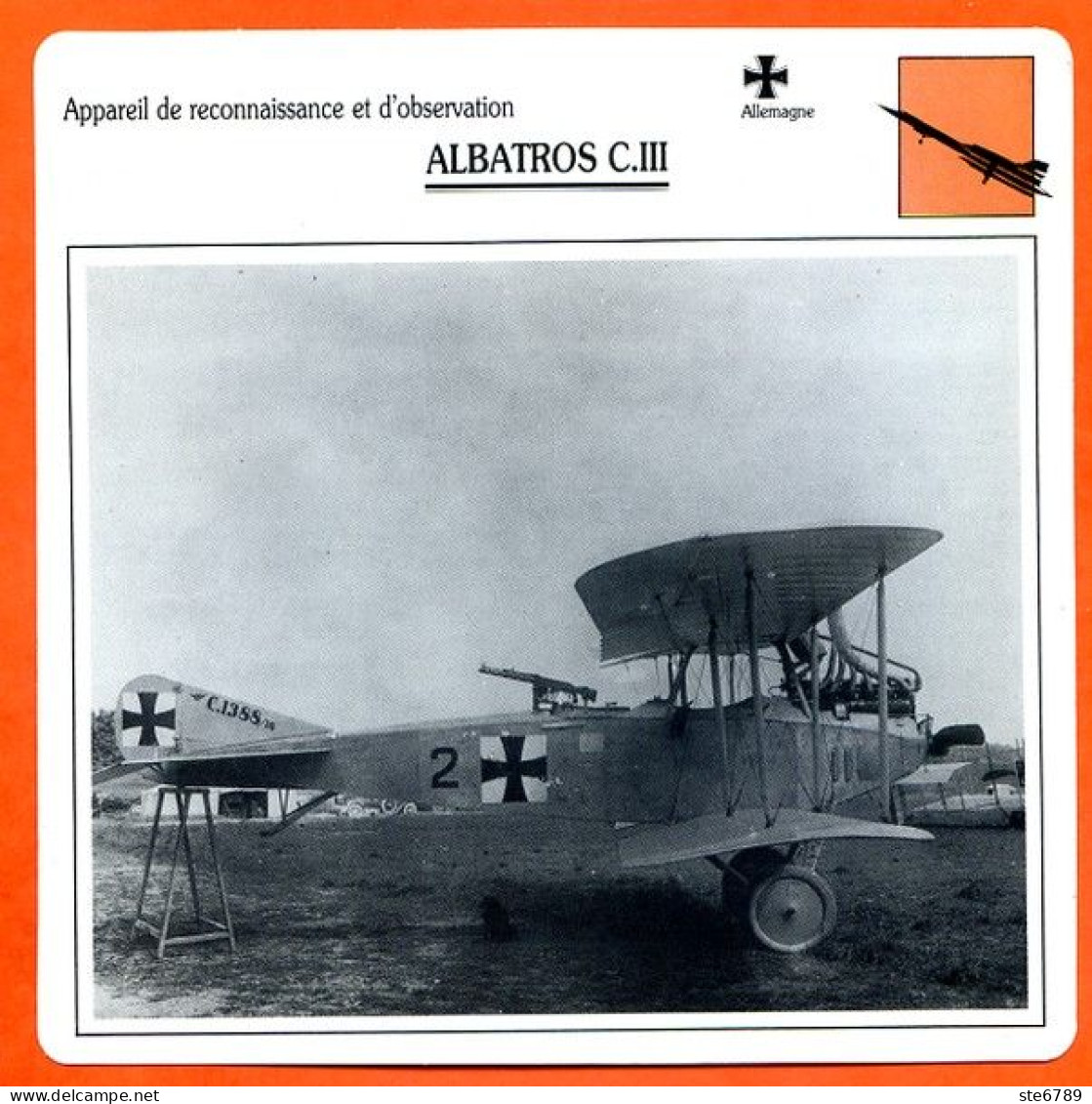Fiche Aviation ALBATROS C III  / Avion Reconnaissance Et Observation Allemagne  Avions - Avions