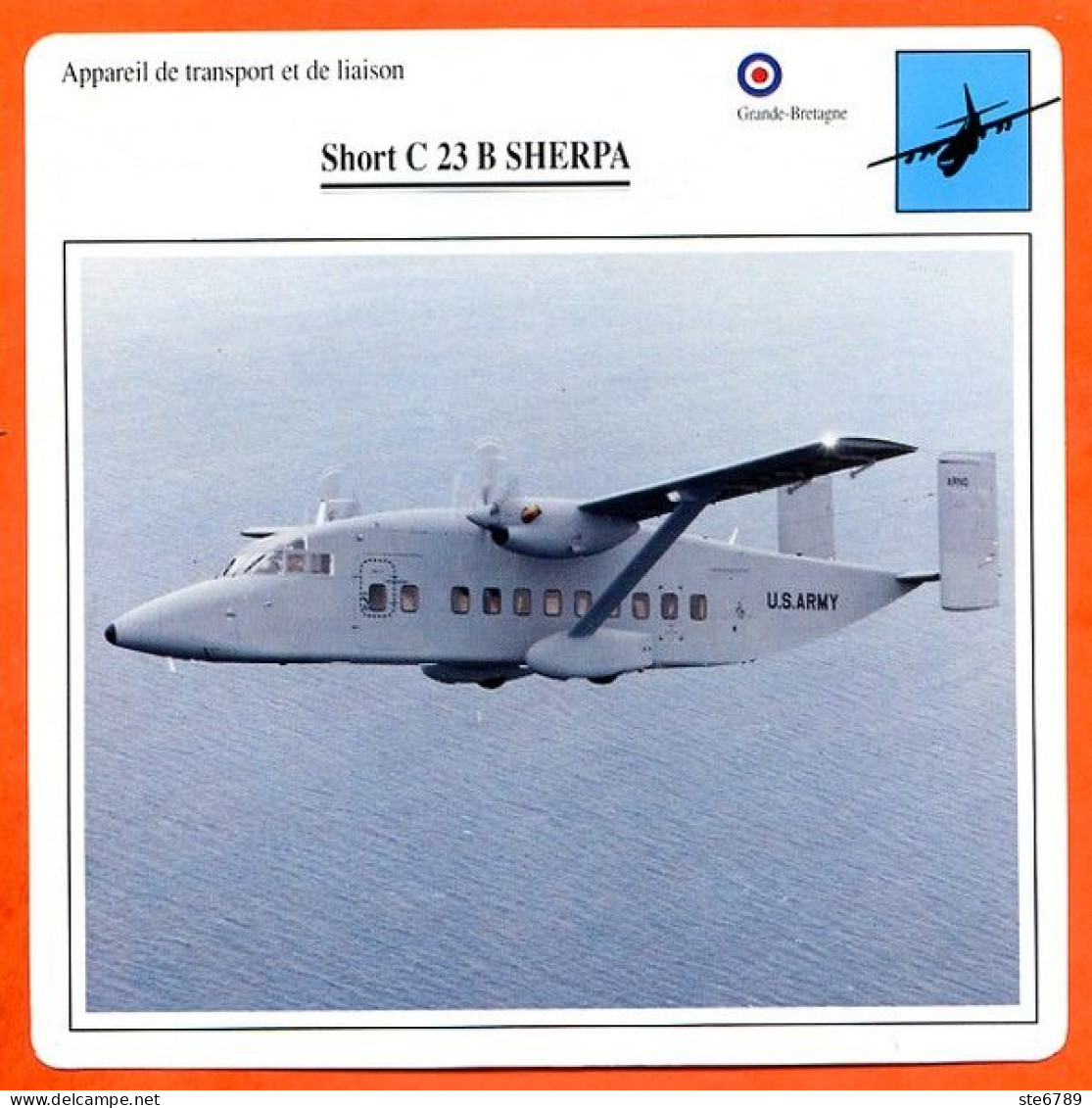 Fiche Aviation Short C 23 B SHERPA / Avion Transport Et Liaison UK Avions - Avions
