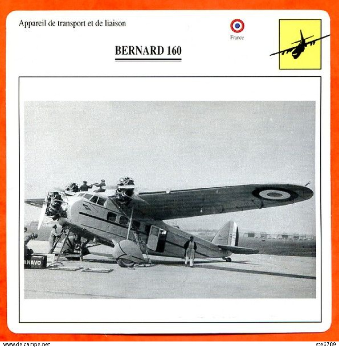 Fiche Aviation BERNARD 160  / Avion Transport Et Liaison France Avions - Avions