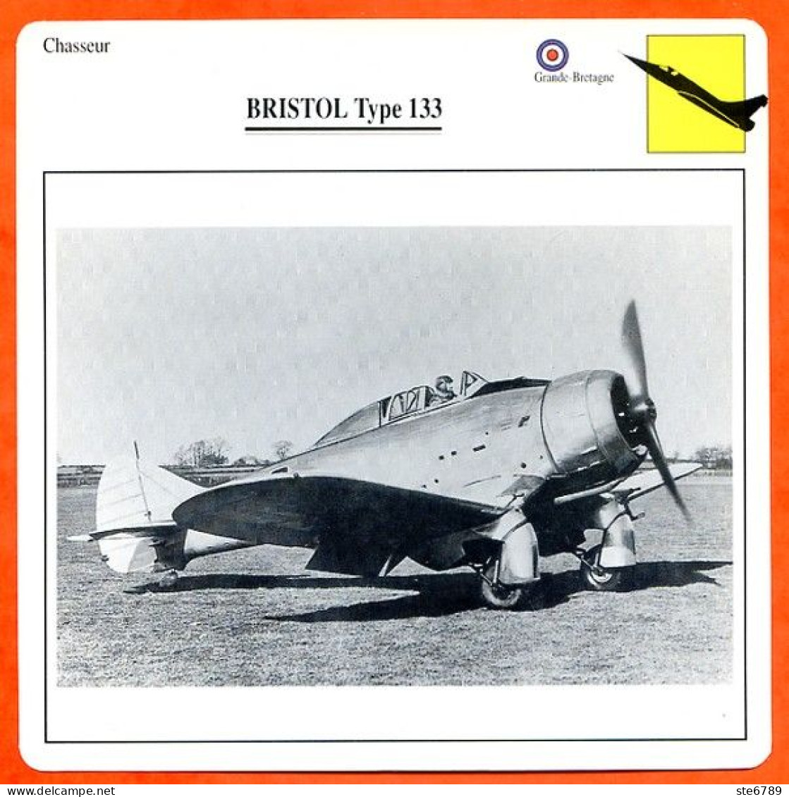 Fiche Aviation BRISTOL Type 133  / Avion Chasseur UK Avions - Avions