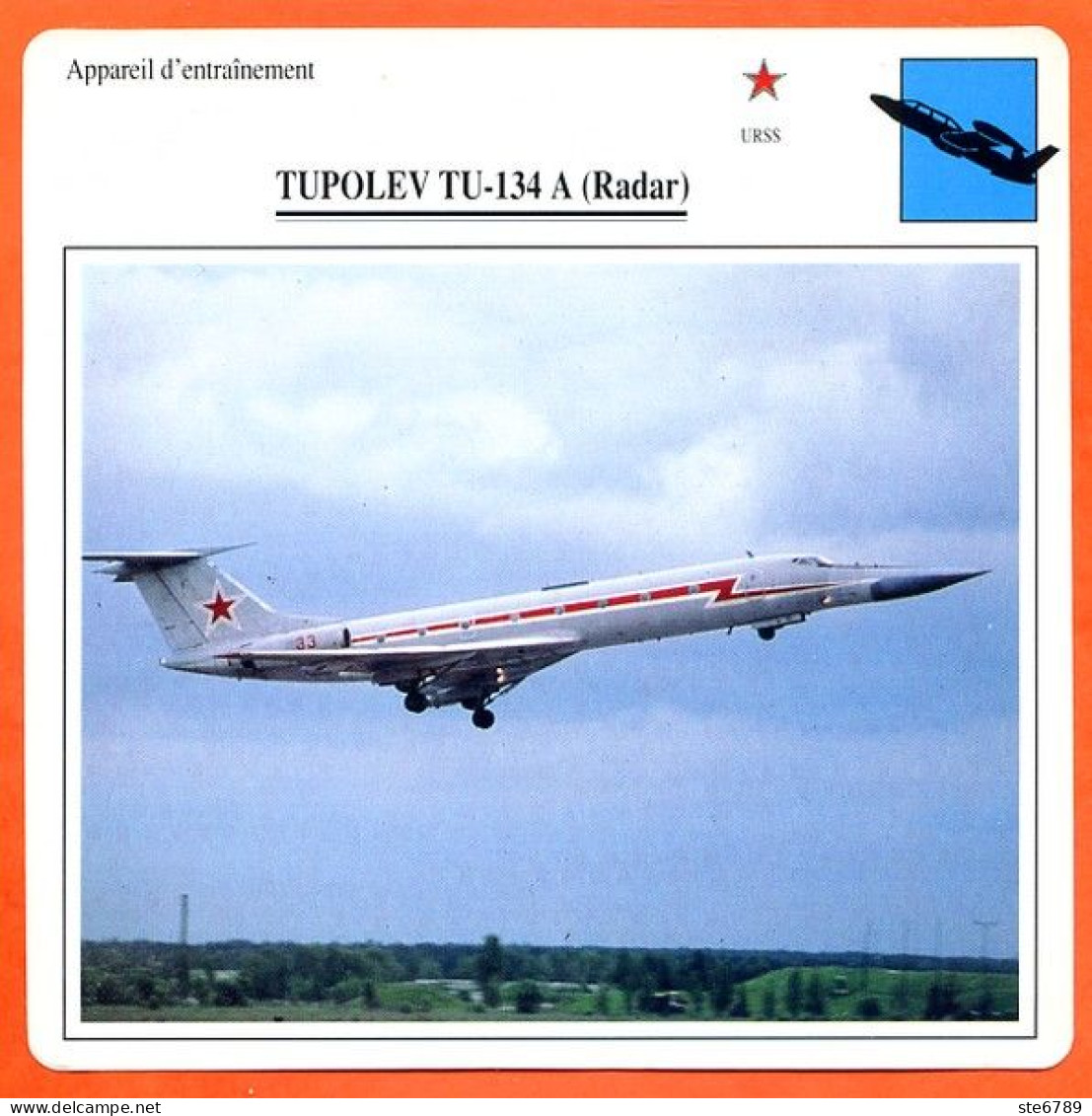 Fiche Aviation TUPOLEV TU 134 A   / Avion Appareil D'entrainement URSS Avions - Avions