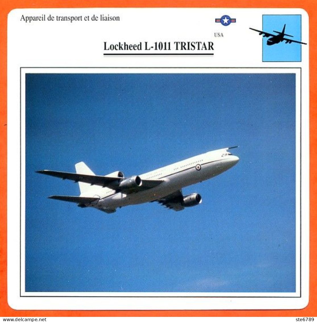 Fiche Aviation Lockheed L 1011 TRISTAR   / Avion Transport Et Liaison USA Avions - Avions