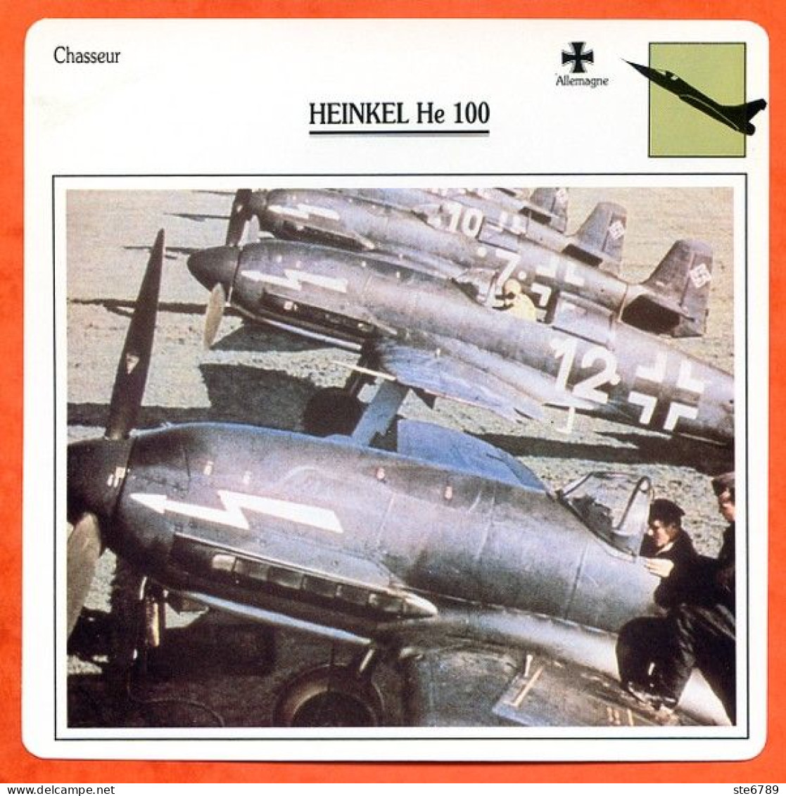 Fiche Aviation HEINKEL He 100  / Avion Chasseur Allemagne Avions - Avions