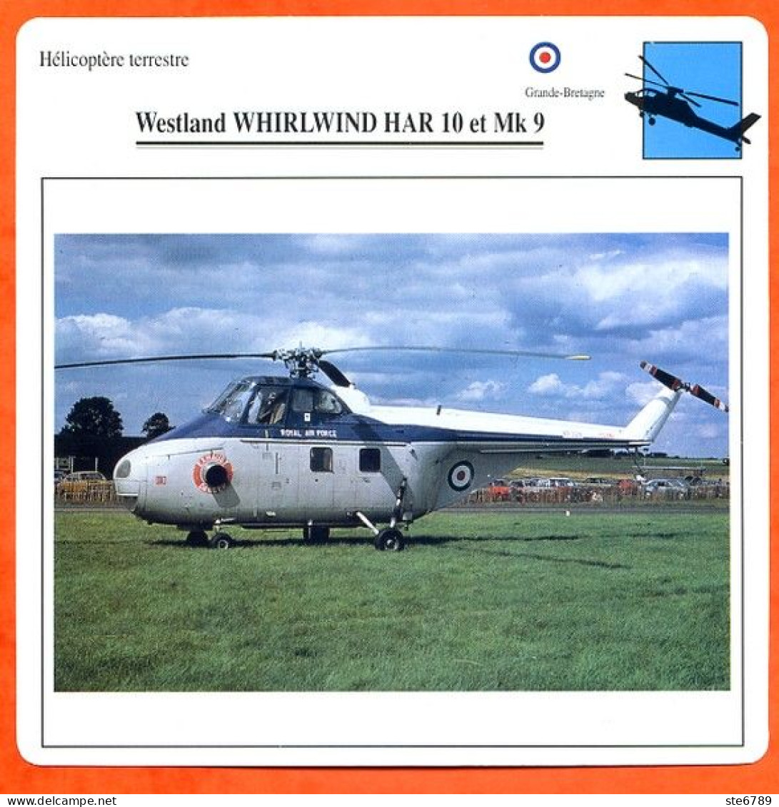 Fiche Aviation Westland WHIRLWIND HAR 10 Et Mk 9   / Hélicoptère Terrestre UK   Avions - Avions