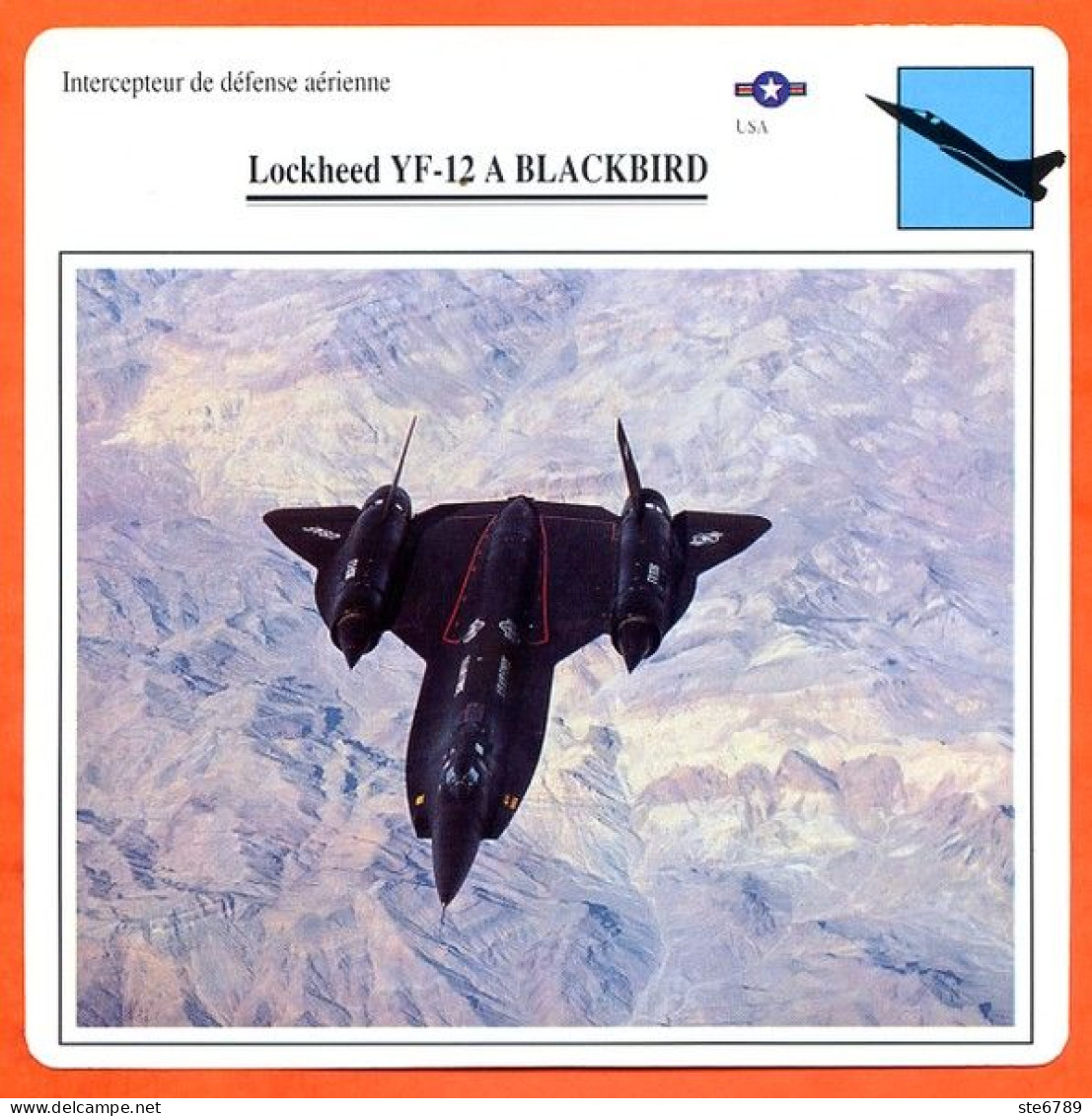 Fiche Aviation Lockheed YF 12 A BLACKBIRD  / Avion Intercepteur De Defense Aériene USA Avions - Avions