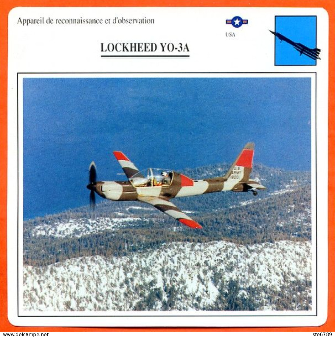 Fiche Aviation LOCKHEED YO 3A  / Avion Reconnaissance Et Observation USA  Avions - Avions
