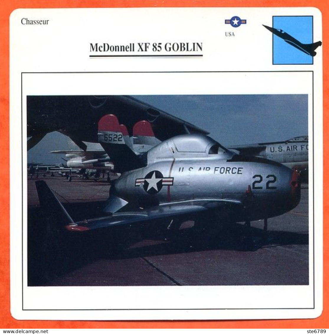 Fiche Aviation McDonnell XF 85 GOBLIN   / Avion Chasseur USA Avions - Avions