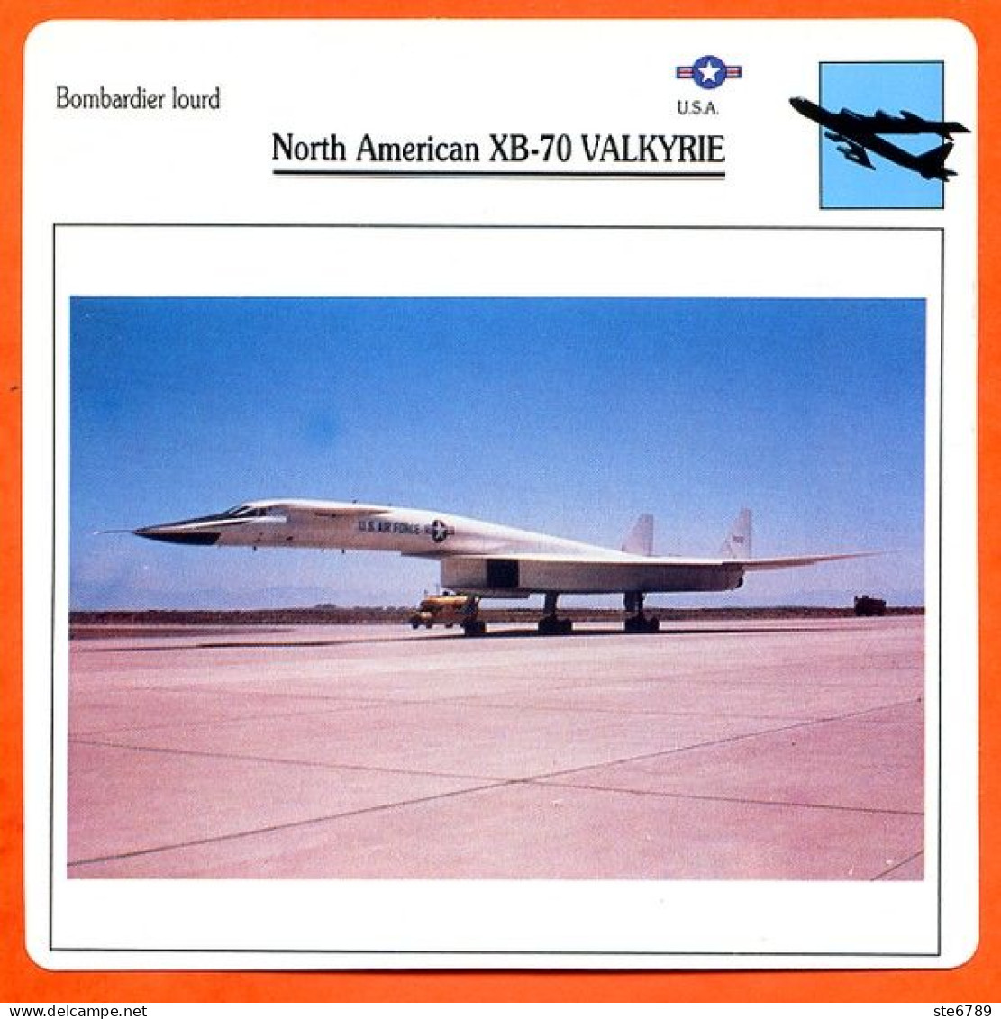 Fiche Aviation North American XB 70 VALKYRIE / Avion Bombardier Lourd USA Avions - Avions
