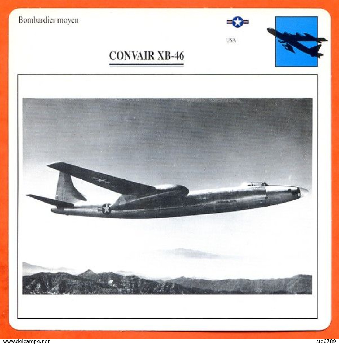 Fiche Aviation CONVAIR XB 46 / Avion Bombardier Moyen USA  Avions - Avions