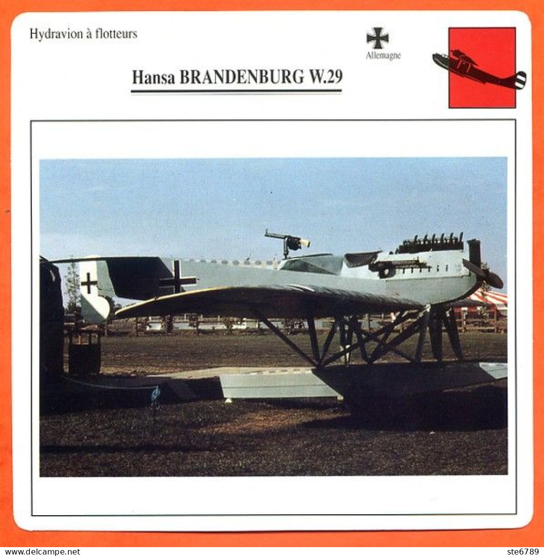 Fiche Aviation HANSA BRANDENBURG W 29 / Hydravion A Flotteurs Allemagne Avions - Avions