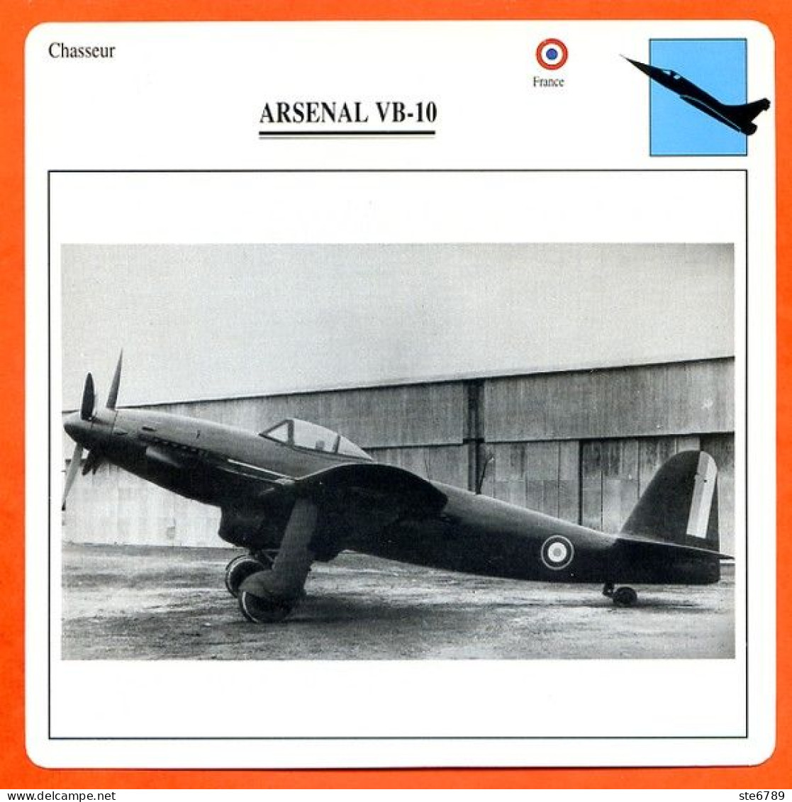 Fiche Aviation ARSENAL VB 10  / Avion Chasseur France Avions - Airplanes