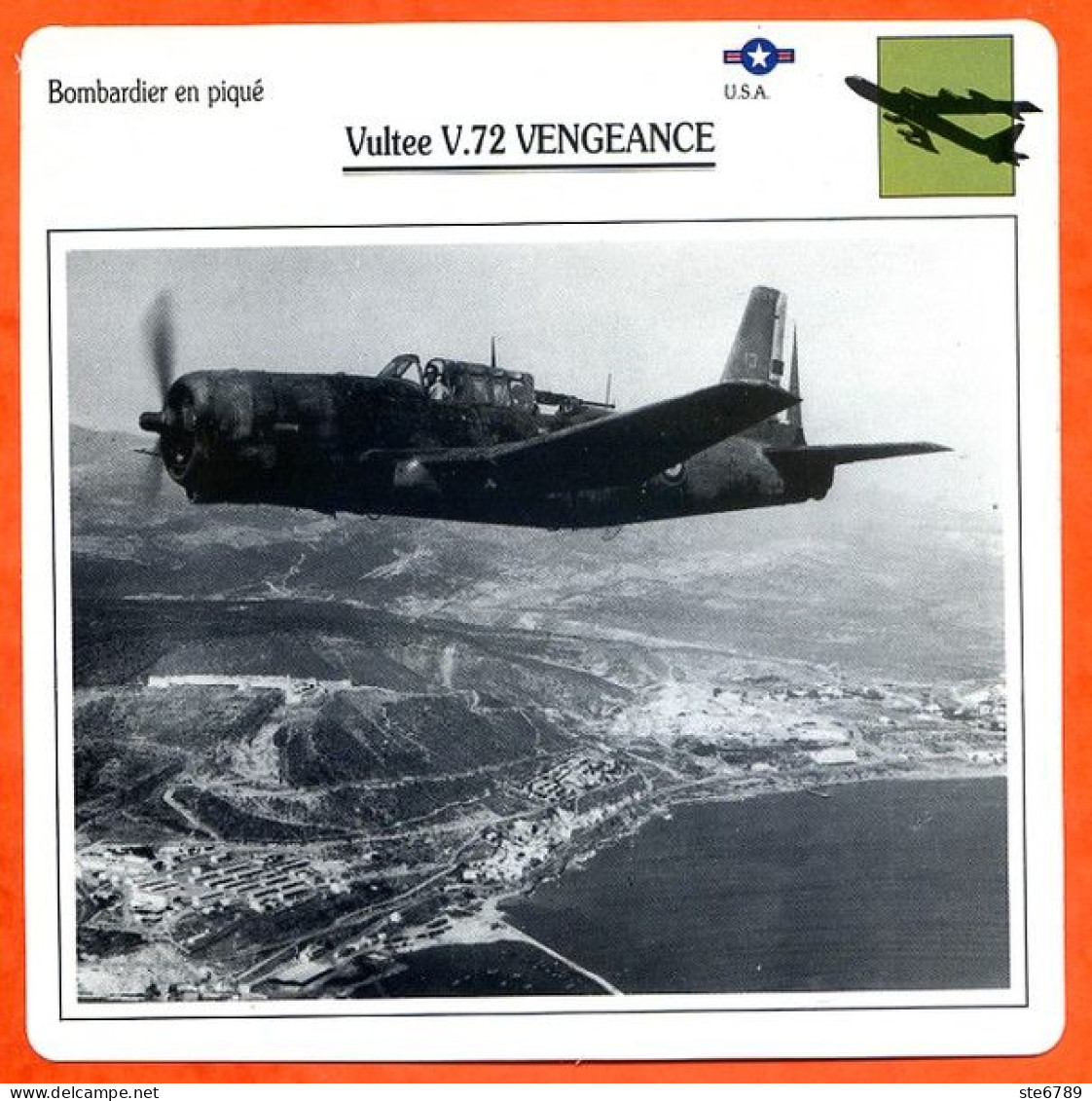 Fiche Aviation Vultee V 72 VENGEANCE   / Avion Bombardier En Piqué  USA  Avions - Airplanes