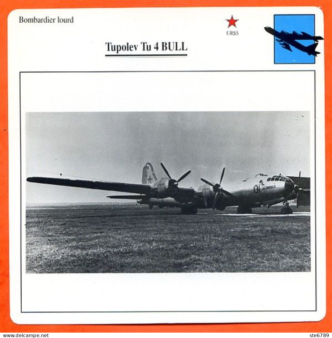 Fiche Aviation TUPOLEV Tu 4 BULL  / Avion Bombardier Lourd URSS Avions - Avions