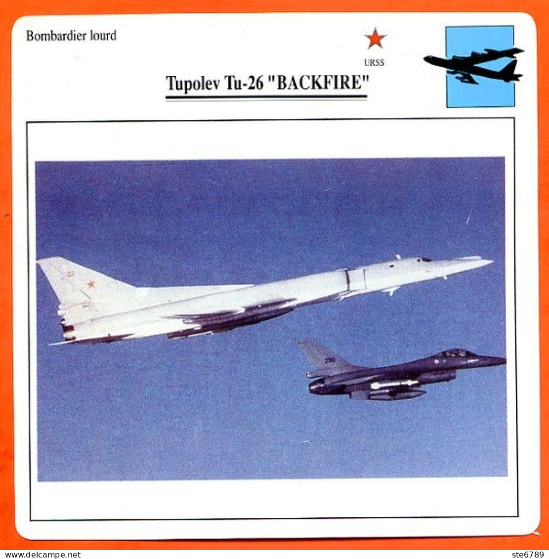 Fiche Aviation TUPOLEV Tu 26 BACKFIRE  / Avion Bombardier Lourd URSS Avions - Airplanes