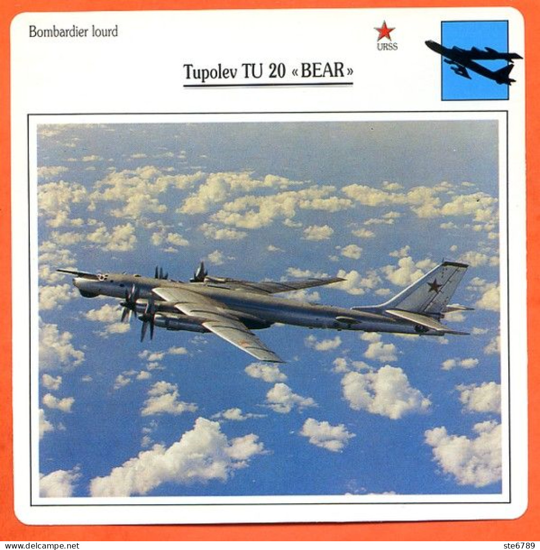 Fiche Aviation TUPOLEV TU 20 BEAR   / Avion Bombardier  Lourd URSS  Avions - Avions