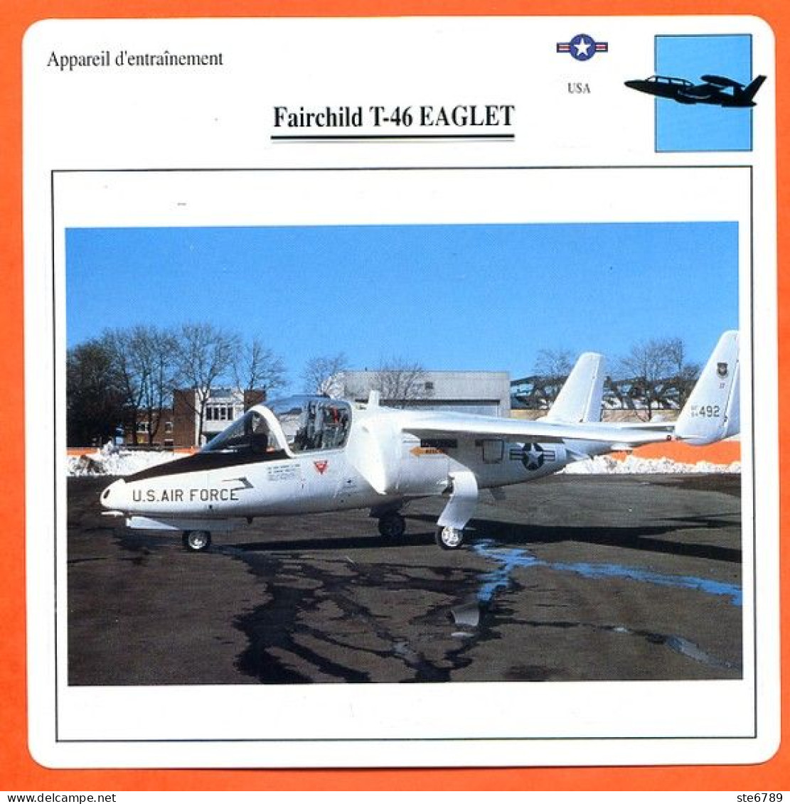 Fiche Aviation Fairchild T 46 EAGLET  / Avion Appareil D'entrainement USA Avions - Aviones
