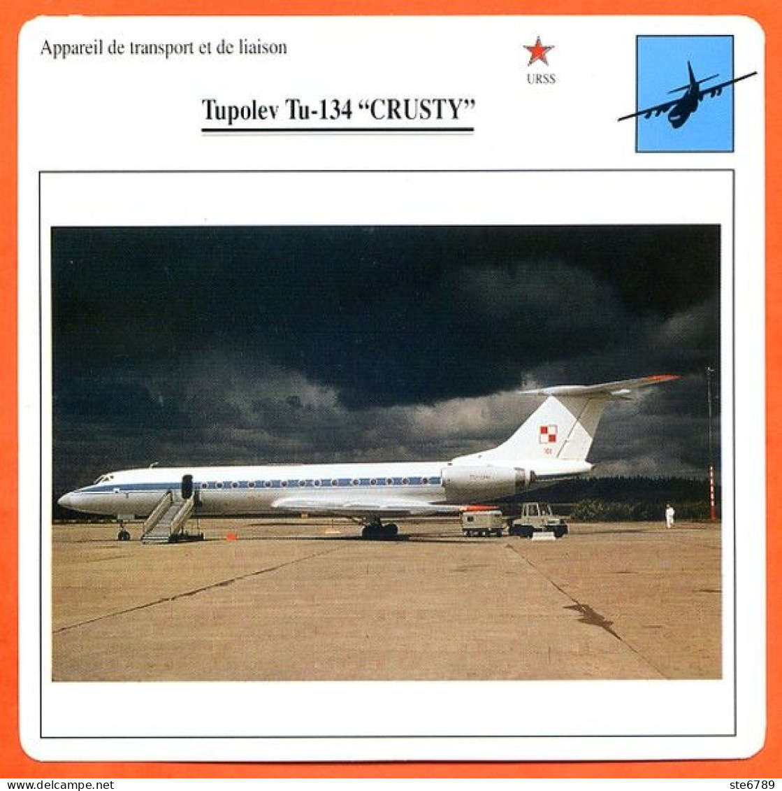 Fiche Aviation Tupolev Tu 134 CRUSTY / Avion Transport Et Liaison URSS Avions - Airplanes