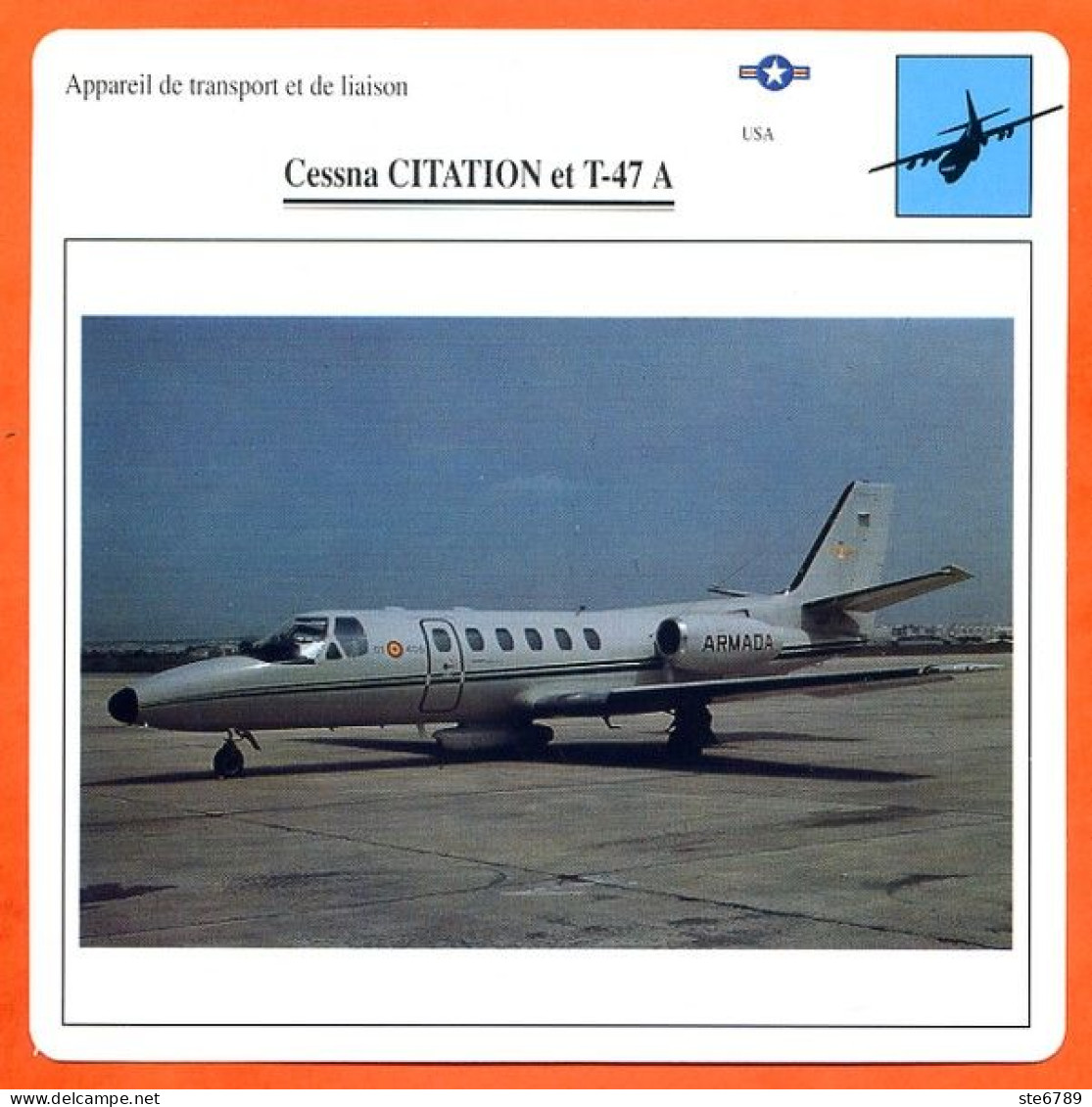 Fiche Aviation CESSNA CITATION Et T 47 A / Avion Transport Et Liaison USA Avions - Airplanes