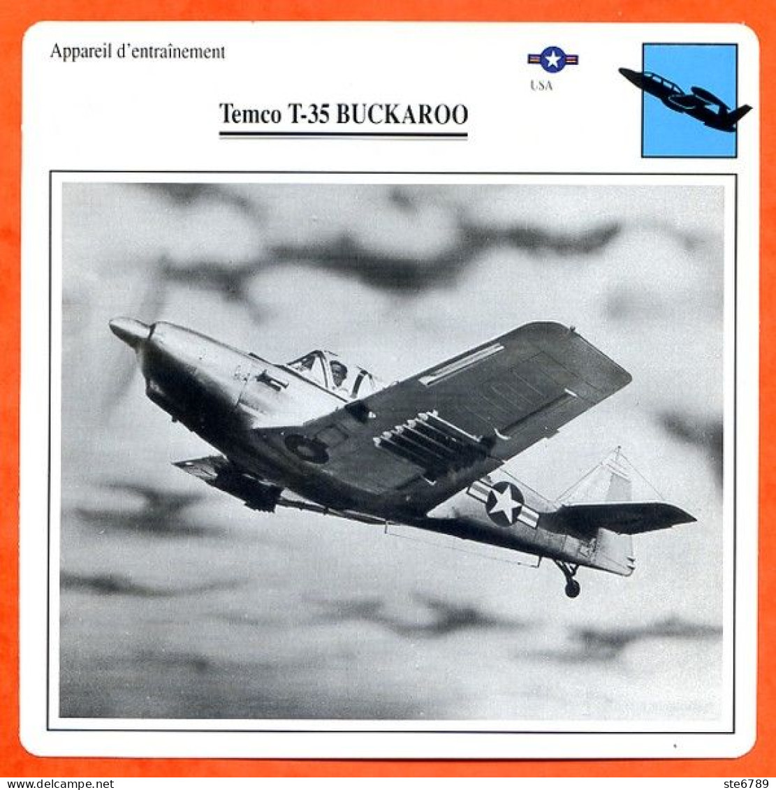 Fiche Aviation Temco T 35 BUCKAROO    / Avion Appareil D'entrainement USA Avions - Avions