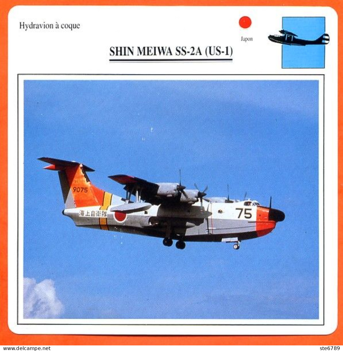 Fiche Aviation Hydravion à Coque SHIN MEIWA SS 2A  US 1  / Japon  Avions - Airplanes