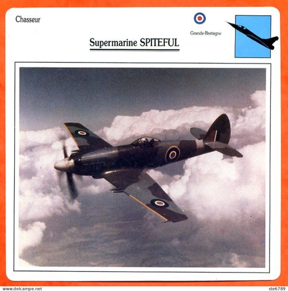 Fiche Aviation Supermarine SPITEFUL   / Avion Chasseur UK Avions - Aviones