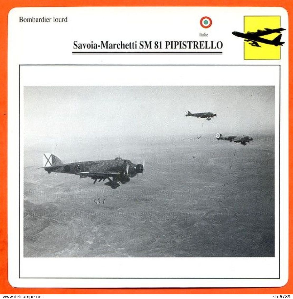 Fiche Aviation Savoia Marchetti SM 81 PIPISTRELLO / Avion Bombardier Lourd Italie Avions - Aviones