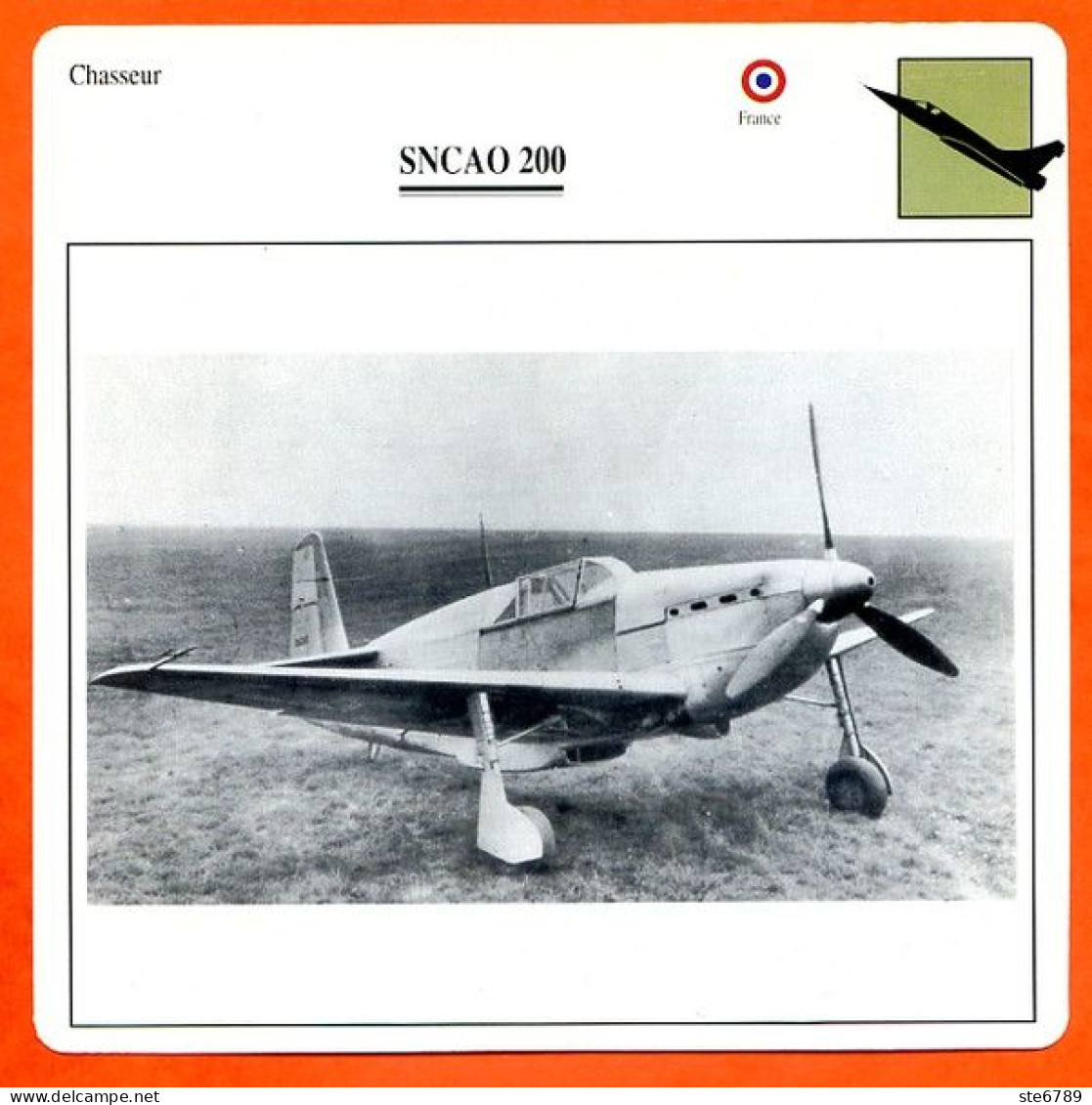 Fiche Aviation SNCAO 200   / Avion Chasseur France Avions - Airplanes