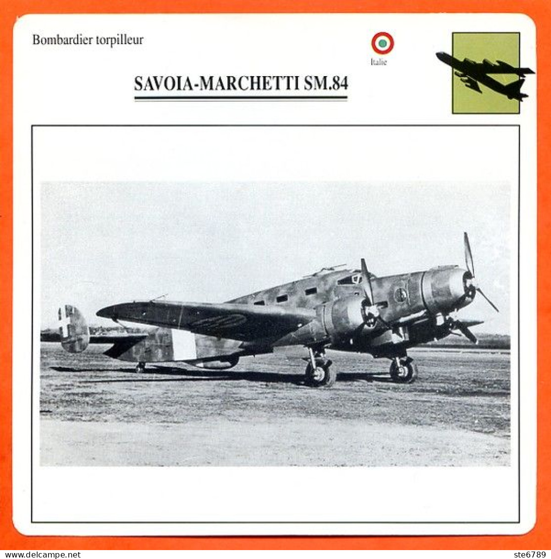 Fiche Aviation SAVOIA MARCHETTI SM 84  / Avion Bombardier Torpilleur Italie  Avions - Airplanes