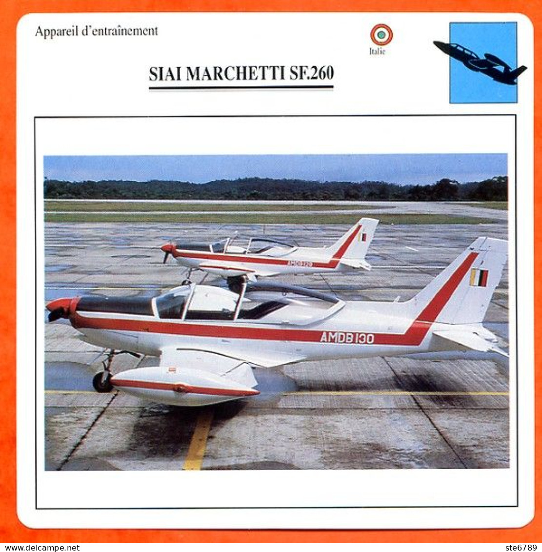 Fiche Aviation SIAI MARCHETTI SF 260  / Avion Appareil D'entrainement Italie Avions - Airplanes