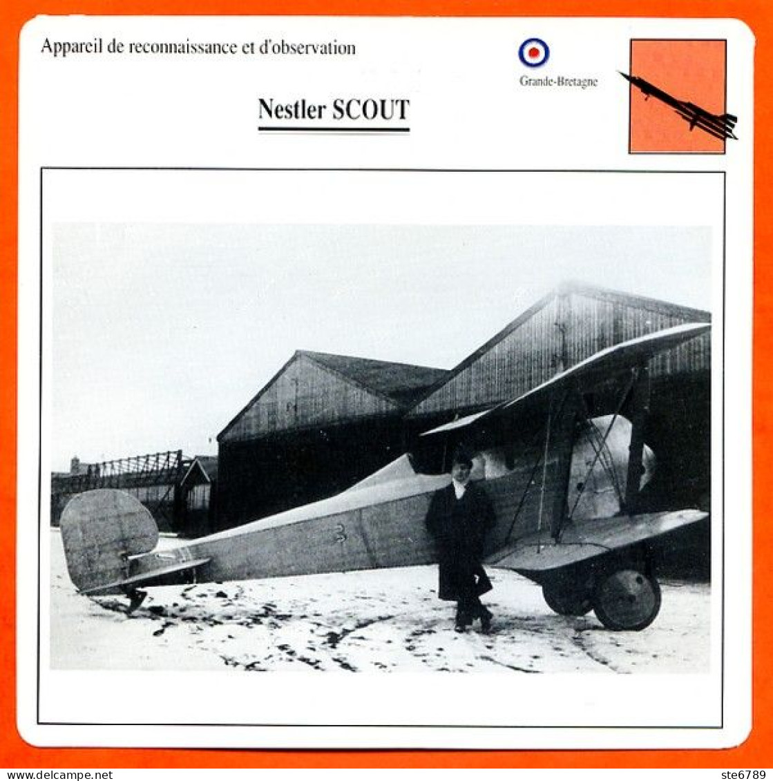 Fiche Aviation Nestler SCOUT   / Avion Reconnaissance Et Observation UK  Avions - Airplanes