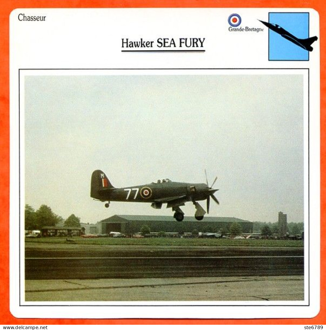 Fiche Aviation Hawker SEA FURY   / Avion Chasseur UK Avions - Airplanes