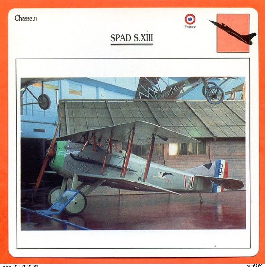 Fiche Aviation SPAD S XIII / Avion De Chasse Chasseur France  Avions - Avions