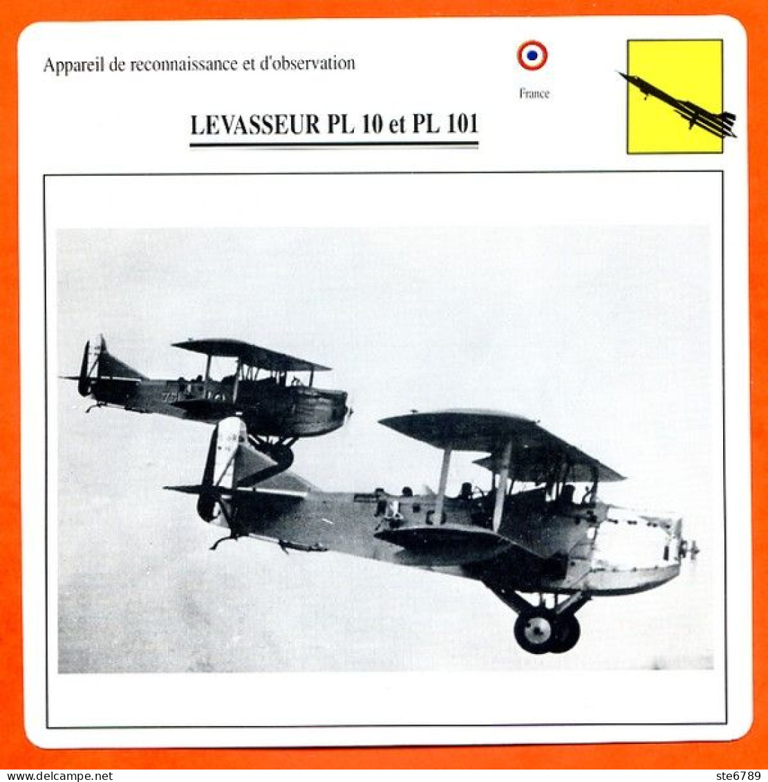 Fiche Aviation LEVASSEUR PL 10 Et PL 101  / Avion Reconnaissance Et Observation France  Avions - Avions