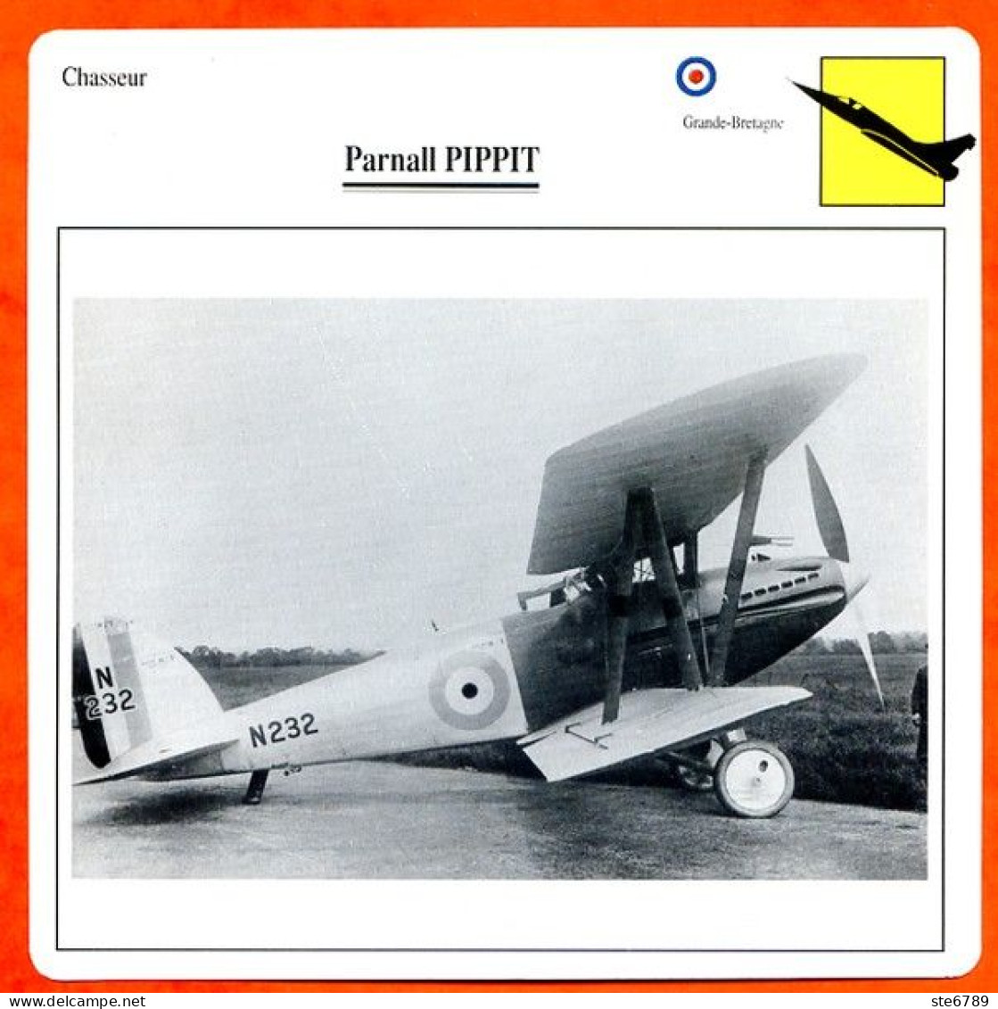 Fiche Aviation Parnall PIPPIT  / Avion Chasseur UK Avions - Aerei